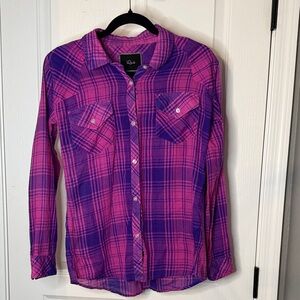 Rails Pink and Purple Plaid Button-Down Shirt